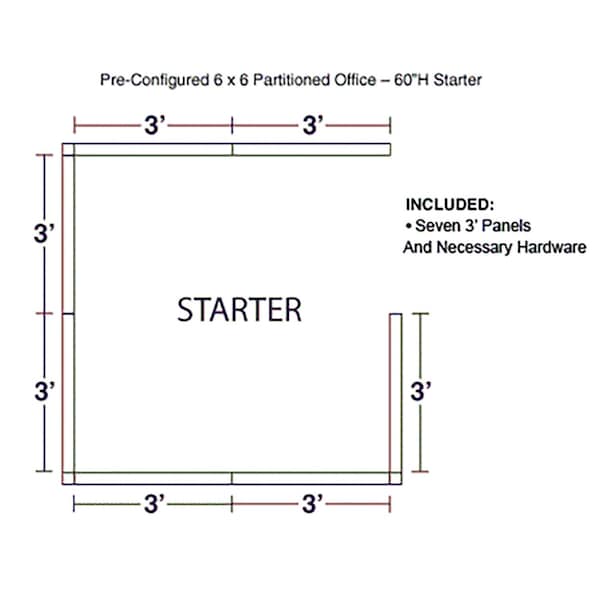 Interion By Global Industrial 72 in D X 60 in H, 72 in W X Fabric Panels / Wood Frame / Steel Connectors, Blue 236619BL - main